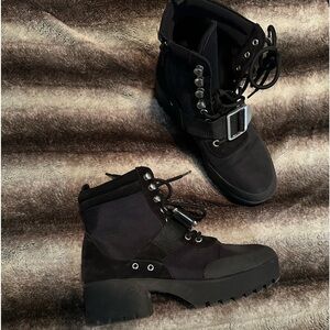Steve Madden Black Combat Boots with Buckle